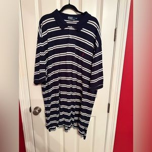 Polo Ralph Lauren Big & Tall shirt sleeve navy with white stripe cotton shirt.